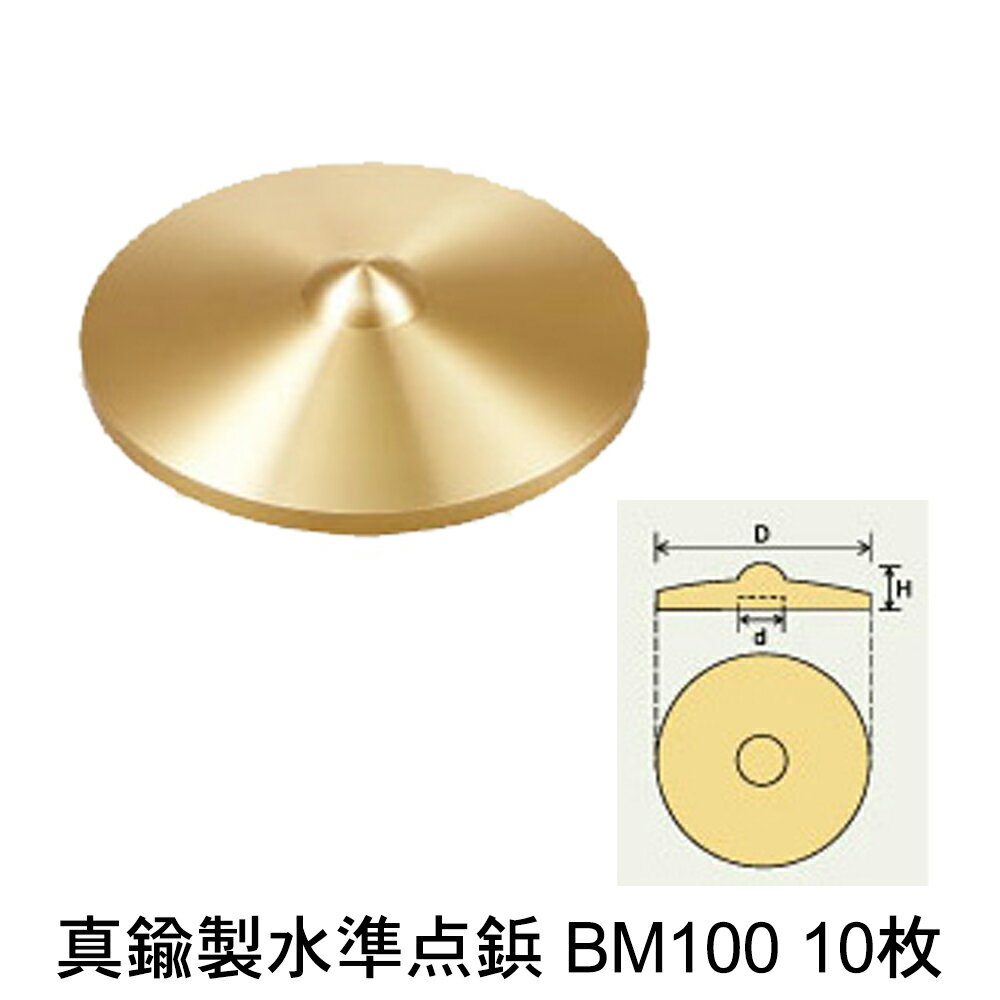 【カクマル】真鍮製水準点鋲 BM100 (10枚) 別注文字入れも可能です【測量用品】【測量機材】【測量機器】【測量鋲】※ボルトは『先トガリボルト』と『六角頭』からお選びください。