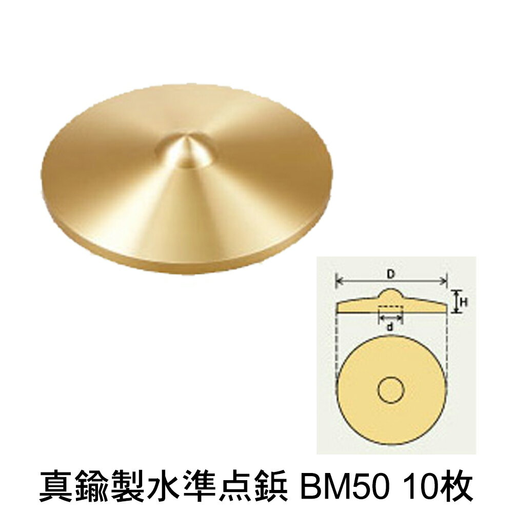【カクマル】真鍮製水準点鋲 BM50 (10枚) 別注文字入れも可能です【測量用品】【測量機材】【測量機器】【測量鋲】※ボルトは『先トガリボルト』と『六角頭』からお選びください。