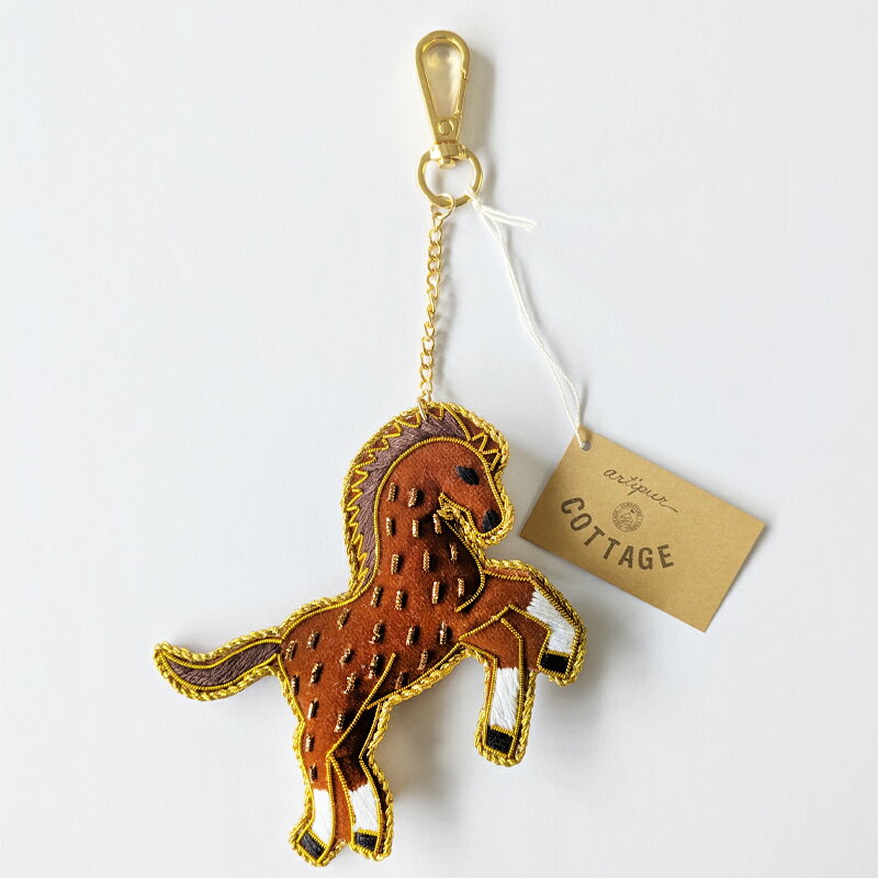 乐天商城 - バッグチャーム ウマ 馬 ザリ刺繍 インド製 ハンドメイド
