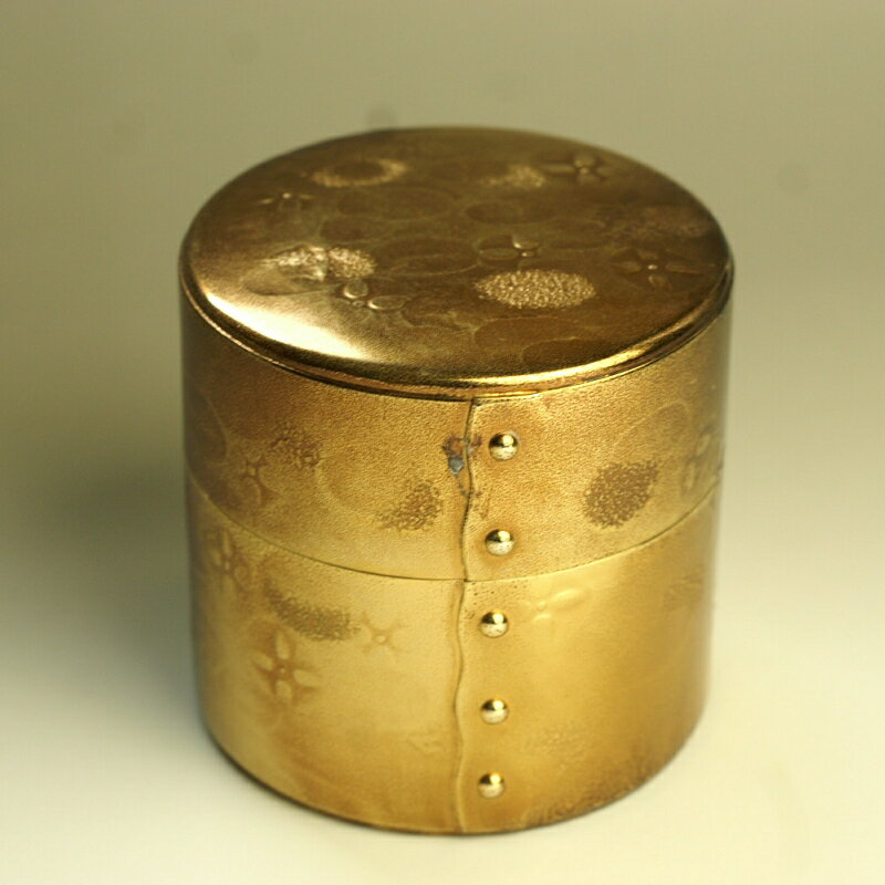 茶筒◆ 銅 手作り 金色燻 八半斤 茶器 工芸品 鍛造 おしゃれ 日本製