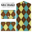 豊富なデザインから選べる オリジナル デザイン ミニ財布 Mini Wallet アーガイルブラウン×グリーンメンズ レディース 薄い財布 小さいサイフ ミニウ...