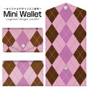 豊富なデザインから選べる オリジナル デザイン ミニ財布 Mini Wallet アーガイルピンク×パープルメンズ レディース 薄い財布 小さいサイフ ミニウォ...