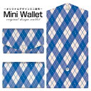豊富なデザインから選べる オリジナル デザイン ミニ財布 Mini Wallet アーガイルポップブルーメンズ レディース 薄い財布 小さいサイフ ミニウォレッ...