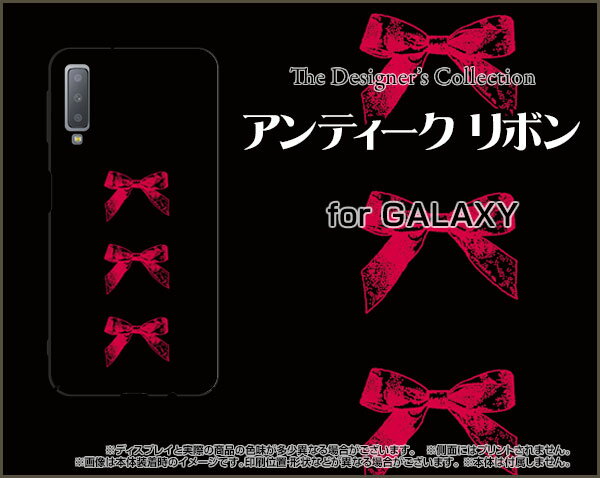 Galaxy A7 Rakuten UN-LIMIT 対応ギャラクシー エーセブンRakuten Mobile 楽天モバイルオリジナル デザインスマホ カバー ケース ハード TPU ソフト ケースアンティークリボン(赤×黒)