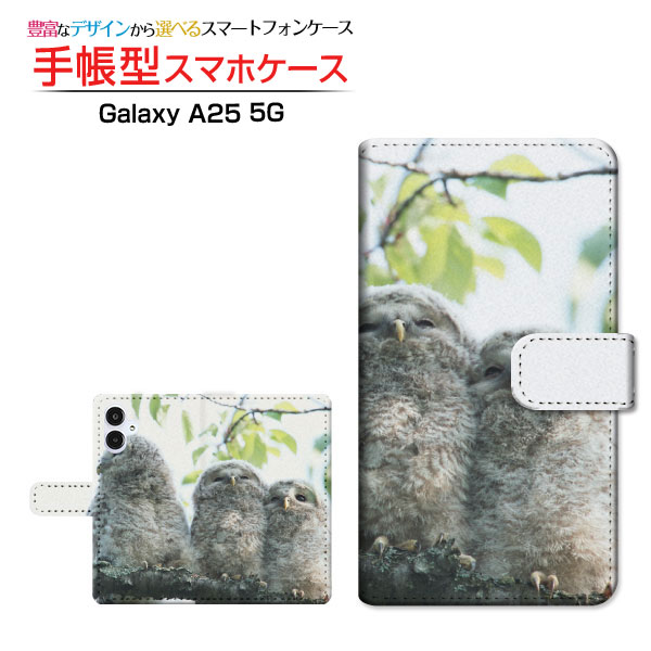 乐天商城 - Galaxy A25 5G [SC-53F SCG33 SM-A253]ギャラクシー エートゥエンティ ファイヴ ファイヴジーdocomo au SoftBank Y!mobile UQ mobile手帳型 カメラ穴対応 スマホカバー クリアケース付 ブック型フクロウ親子