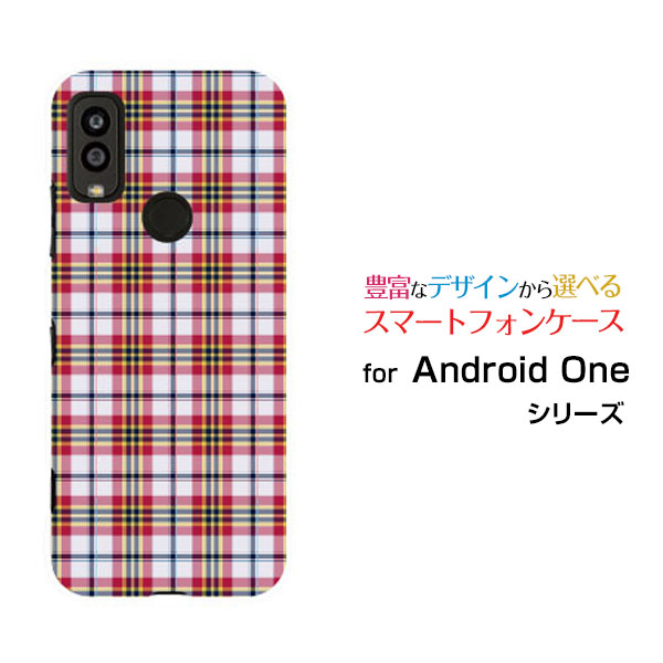 Android One S9 アンドロイド ワン エスナインY!mobileオリジナル デザインスマホ カバー ケース ハード TPU ソフト ケースチェック柄レッド×ネイビー