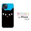 iPhone 15アイフォン フィフティーンdocomo au SoftBank 楽天モバイルオリジナル デザインスマホ カバー ケース ハード TPU ソフト ケース黒猫（ブルー）