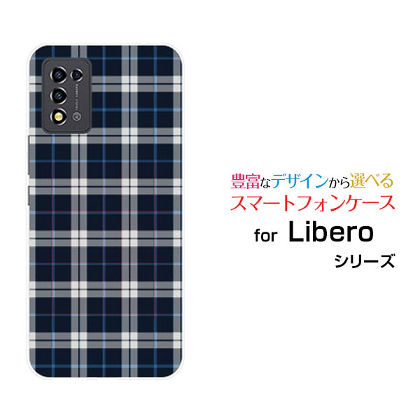 Rakuten - Libero 5G III [A202ZT]リベロ ファイブジー スリーY!mobileオリジナル デザインスマホ カバー ケース ハード TPU ソフト ケースチェック柄ネイビー×ホワイト