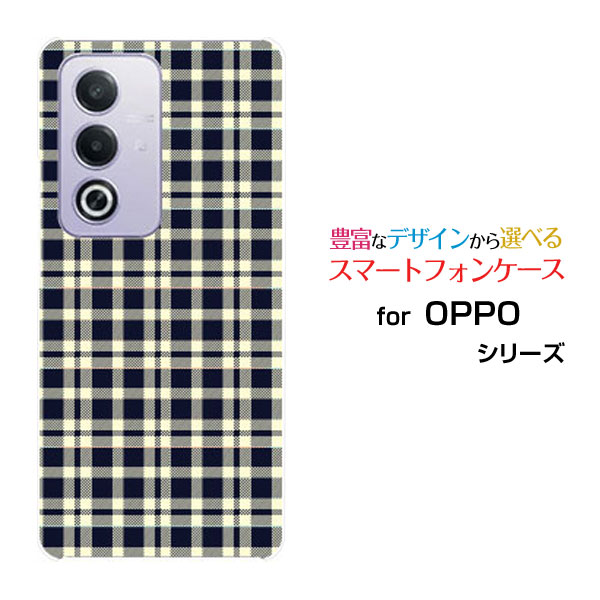 OPPO A3 5G オッポ エースリー ファイブジー楽天モバイル Y!mobile iijmioオリジナル デザインスマホ カバー ケース ハード TPU ソフト ケースチェック柄ネイビー×クリーム