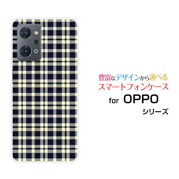 乐天商城 - OPPO Reno7 A [OPG04]オッポ リノセブン エーau 楽天モバイル UQ mobile Y!mobileオリジナル デザインスマホ カバー ケース ハード TPU ソフト ケースチェック柄ネイビー×クリーム