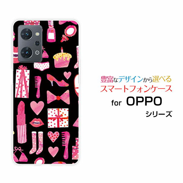 乐天商城 - OPPO Reno9 Aオッポ リノナイン エー楽天モバイル Y!mobileオリジナル デザインスマホ カバー ケース ハード TPU ソフト ケースおしゃれアイテム（黒×ピンク）