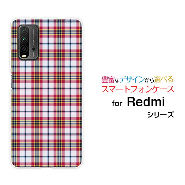 Rakuten - Redmi 9Tレッドミー ナイン ティーY!mobile イオンモバイル OCN モバイルONEオリジナル デザインスマホ カバー ケース ハード TPU ソフト ケースチェック柄レッド×ネイビー