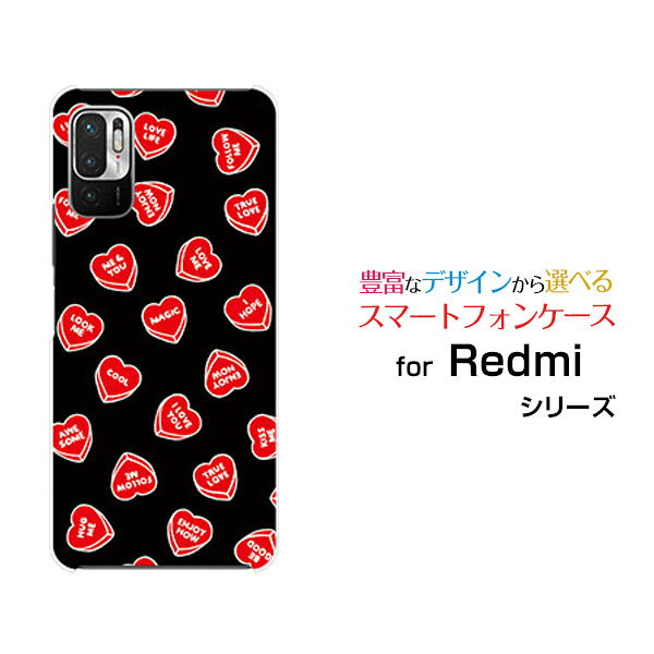 Redmi Note 10Tレッドミー ノート テンティーSoftBankオリジナル デザインスマホ カバー ケース ハード TPU ソフト ケースLOVE HEART(ブラック・ランダム)