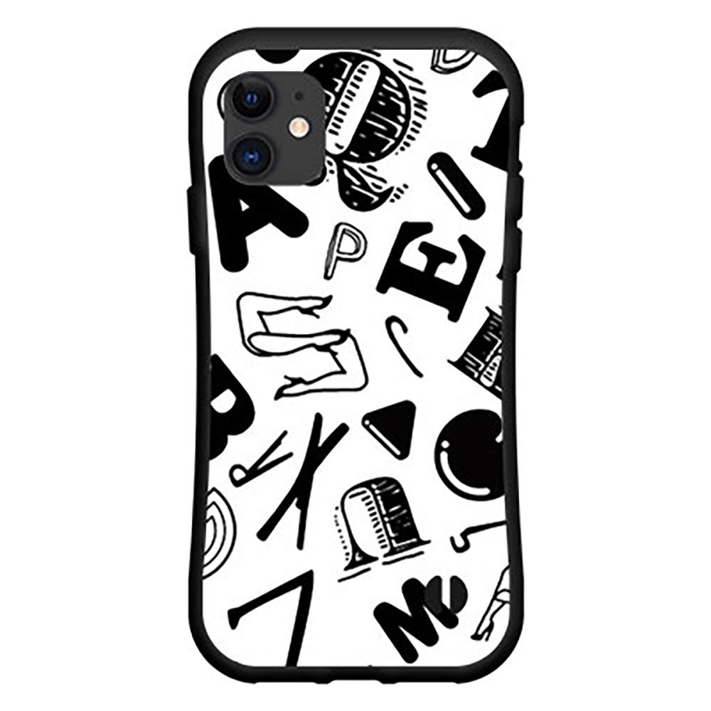 落としても割れにくい驚きの衝撃吸収力豊富なオリジナルデザイン耐衝撃 ハイブリッドケースiPhone 14 14Plus 14Pro 14ProMax SE (第3世代) 13 13mini 13Pro 13ProMax 12 12mini 12Pro 12ProMax 11 11Proアルファベット（モノトーン）(2.0)