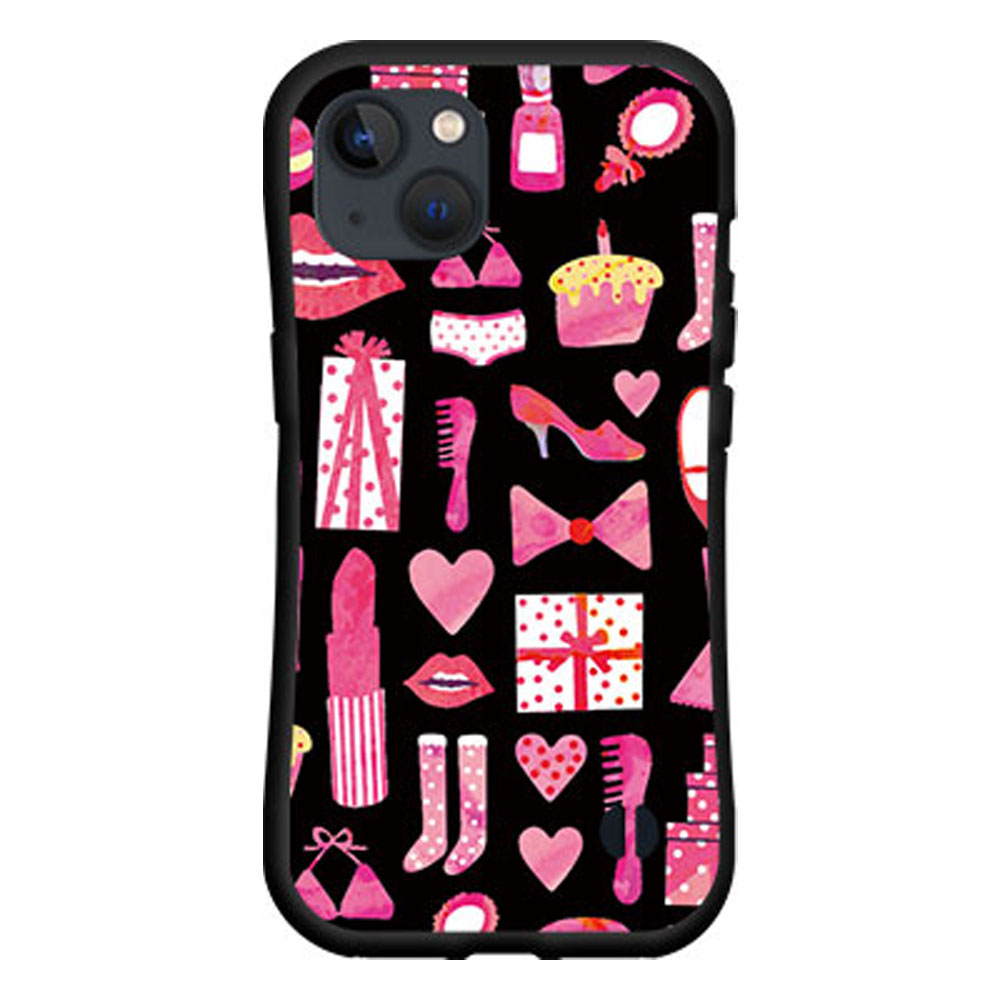 Rakuten - 落としても割れにくい驚きの衝撃吸収力豊富なオリジナルデザイン耐衝撃 ハイブリッドケースiPhone 13アイフォン サーティーンdocomo au SoftBankおしゃれアイテム（黒×ピンク）