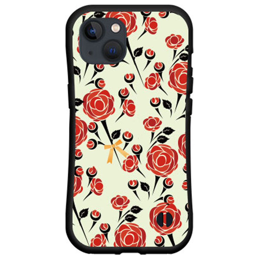 落としても割れにくい驚きの衝撃吸収力豊富なオリジナルデザイン耐衝撃 ハイブリッドケースiPhone 13アイフォン サーティーンdocomo au SoftBankバラとリボン(2.0)