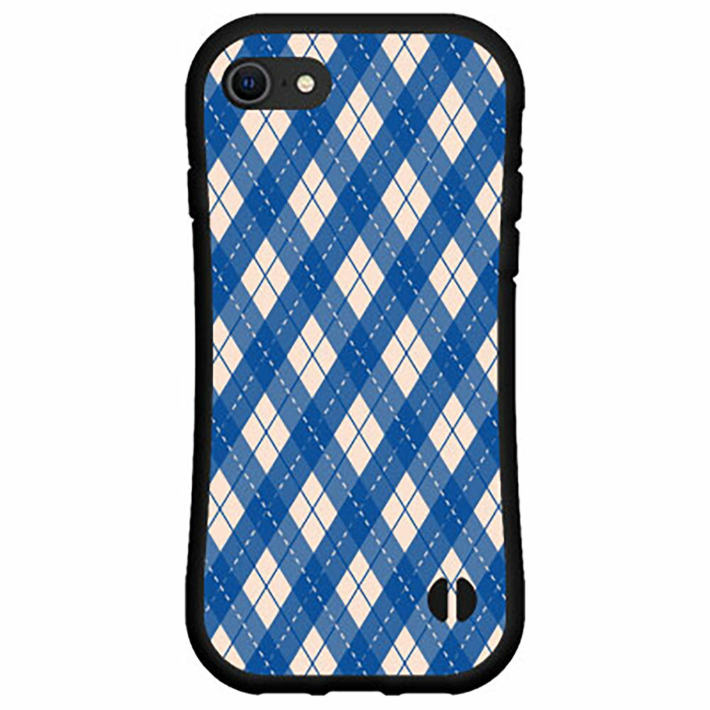 落としても割れにくい驚きの衝撃吸収力豊富なオリジナルデザイン耐衝撃 ハイブリッドケースiPhone 8アイフォン エイトdocomo au SoftBankアーガイルポップブルー