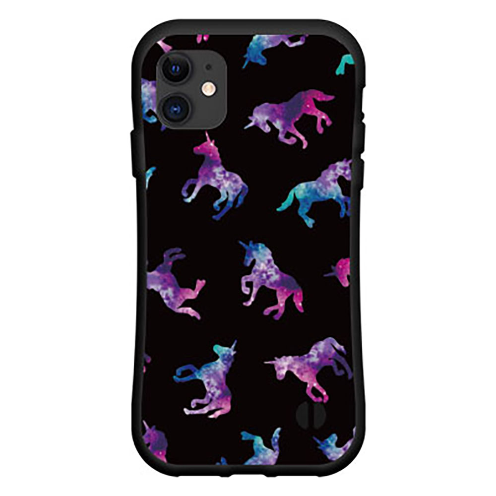 落としても割れにくい驚きの衝撃吸収力豊富なオリジナルデザイン耐衝撃 ハイブリッドケースiPhone 11 Proアイフォン イレブン プロdocomo au SoftBankユニコーン ドット ブラック