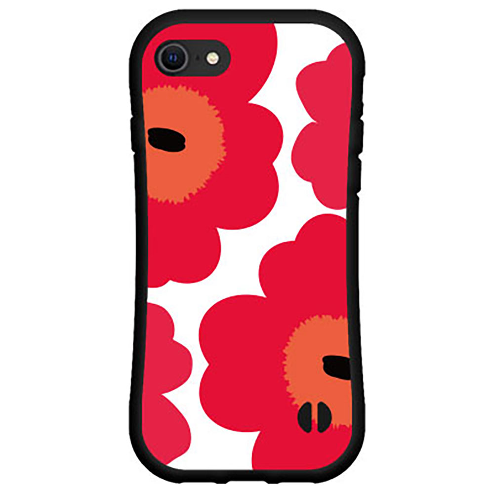 落としても割れにくい驚きの衝撃吸収力豊富なオリジナルデザイン耐衝撃 ハイブリッドケースiPhone SE (第3世代)アイフォン エスイー 2022 SE3docomo au SoftBank 楽天モバイル北欧風花柄type2レッド