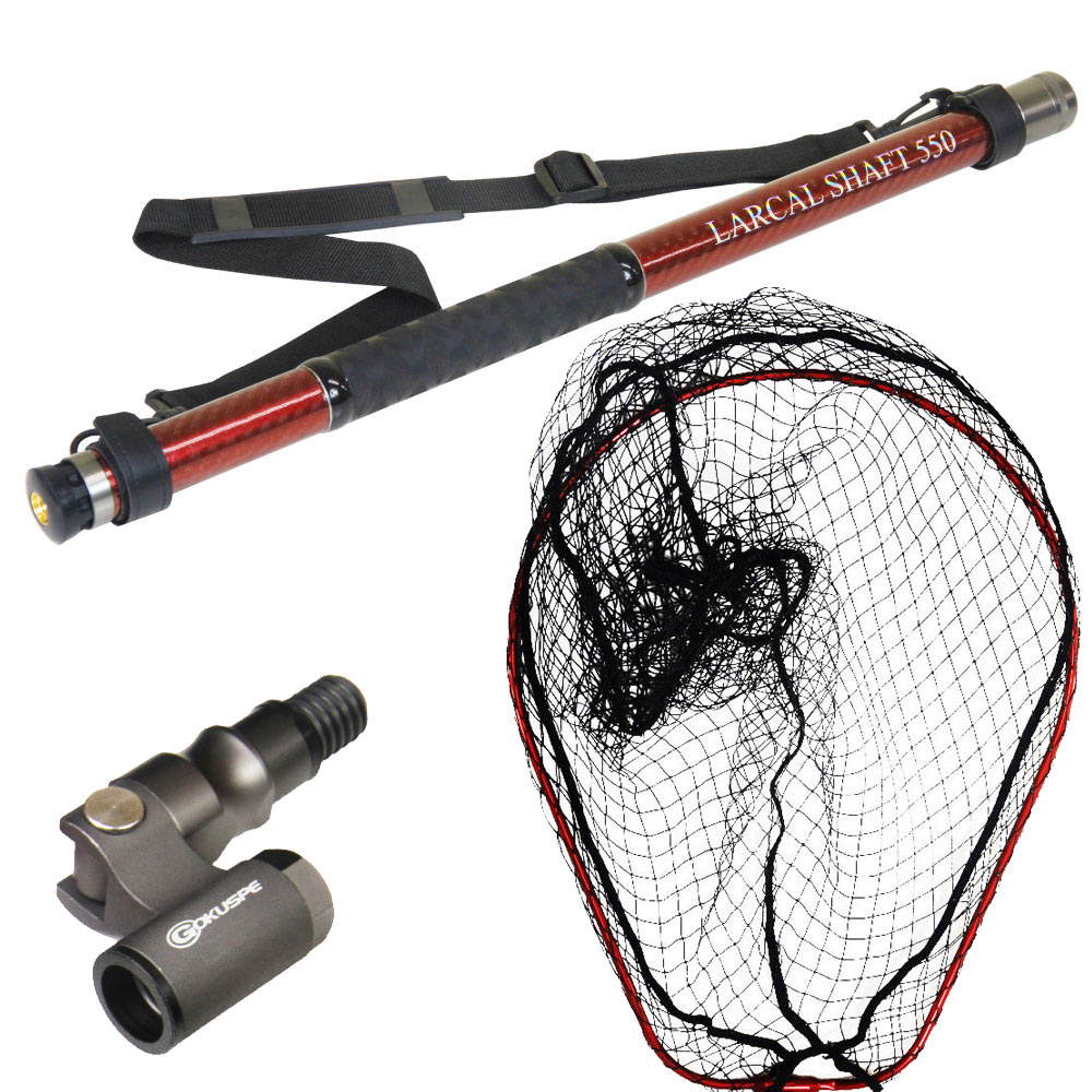 おり釣具 ランディングネットセット 折り畳みジョイント付 5.5M L レッド(landingset-201-rd)｜玉ノ柄 タモ網 アミ 磯玉 ランディング シャフト ギャフ エギング 磯 波止 海 釣り 釣具 道具 おり チヌ 淡水バス シーバス ランディングネット