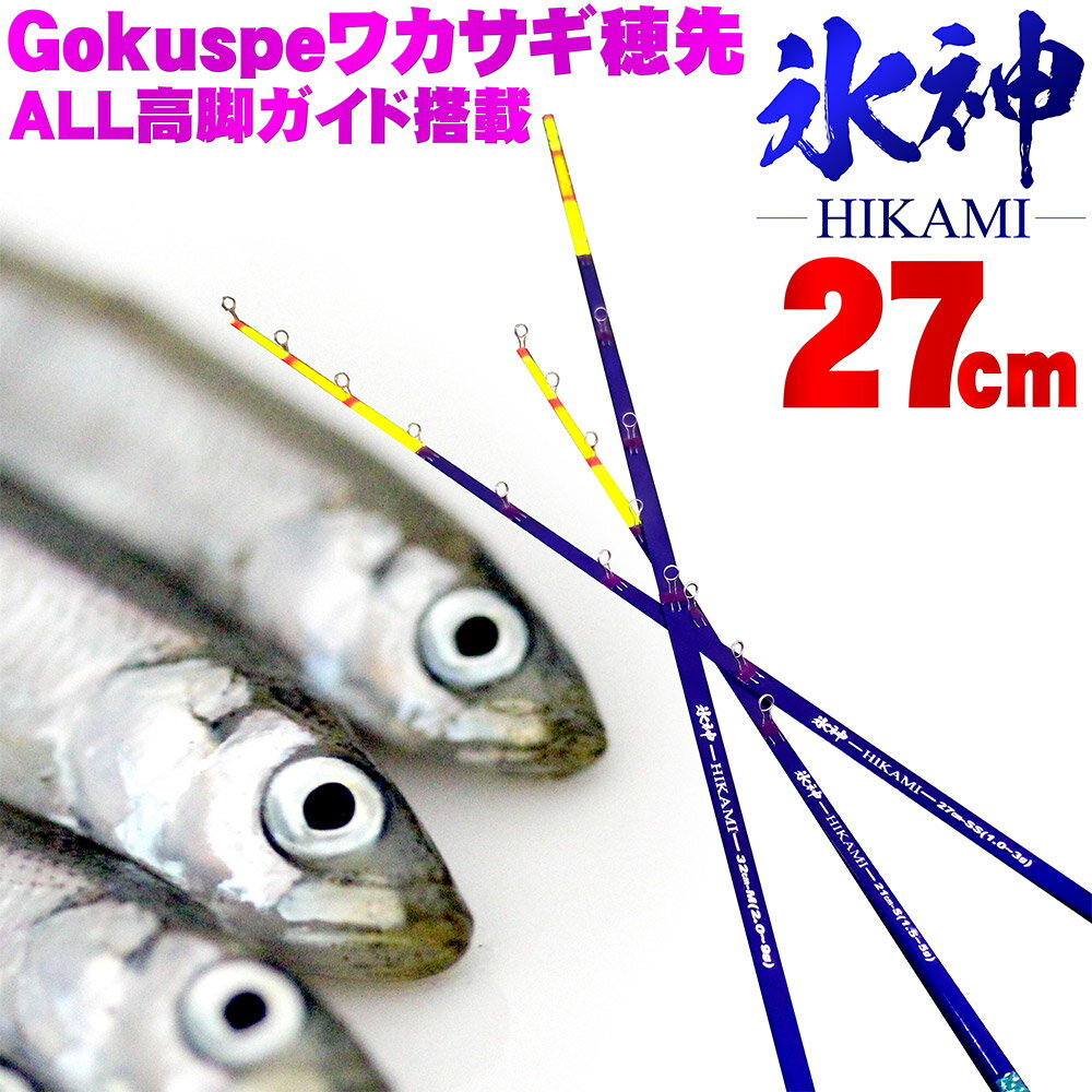 全品P10倍 【Cpost】Gokuspe ワカサギ替え穂先 氷神-HIKAMI- 27cm(goku-hikami27)｜わかさぎ ワカサギ 竿 ロッド 穂先 山中湖 ドーム 入鹿池 桧原湖 野尻湖 岩洞湖 川 河 渓流 湖 池 淡水 魚 ワカサギ 穂先 釣り 釣具 道具 ドーム船 遠里 おり クリスティア