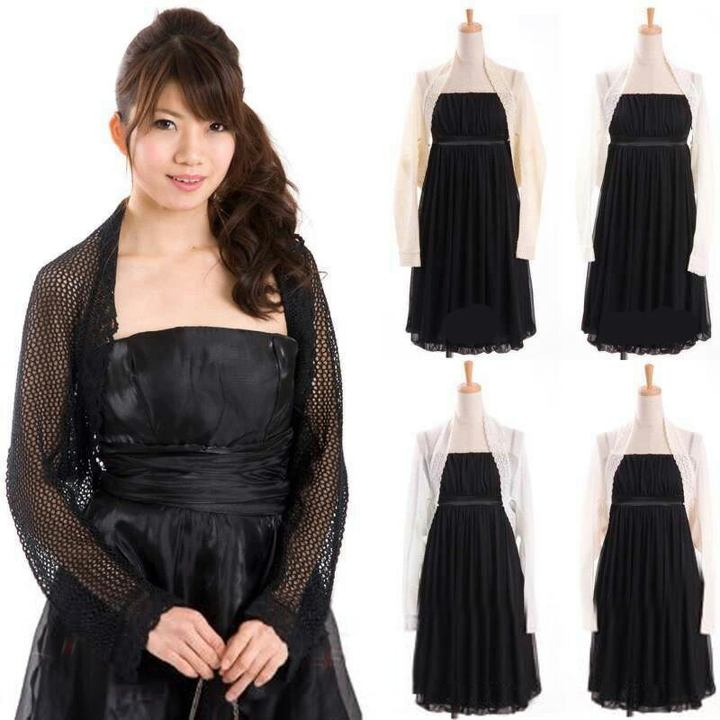 ボレロ 結婚式【メール便送料無料】日本製 トーションレース 2次会 お呼ばれ フォーマル パーティー カーディガン 長袖