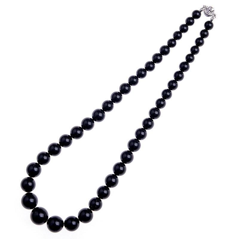 ジェットネックレス 7mm-13mm 16インチ 43cm 黒琥珀 マグネット 大珠 丸珠 日本製 グラデーション ブラックフォーマル
