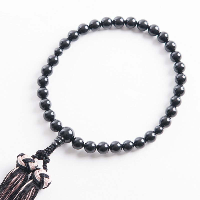 数珠 女性用念珠 天然ジェット8mm 日本製 片手略式 共仕立 ブラックフォーマル 2