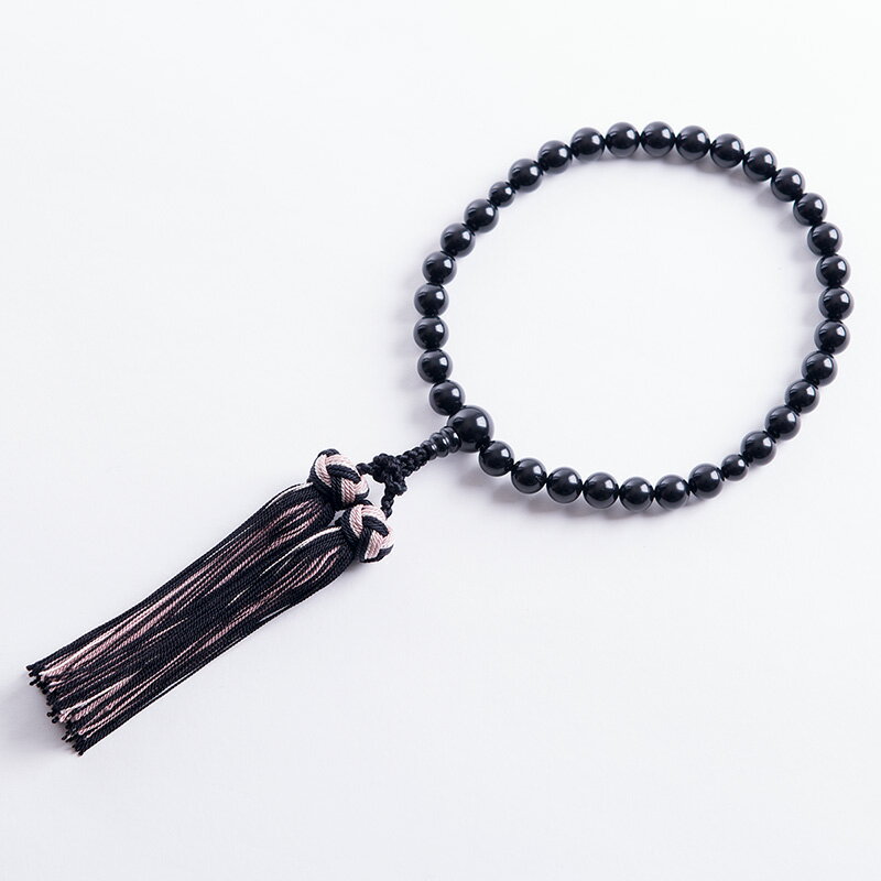 数珠 女性用念珠 天然ジェット8mm 日本製 片手略式 共仕立 ブラックフォーマル 3