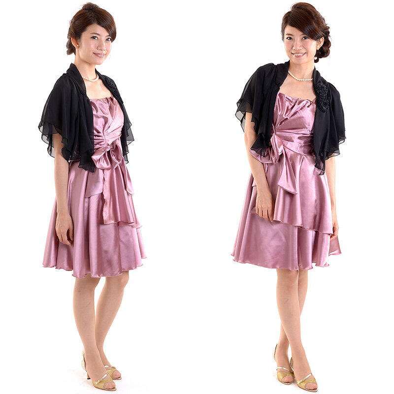 【メール便送料無料】シフォンローズボレロ パーティードレス 結婚式 2次会