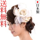 チュール&レースによる一輪のローズコサージュ風コーム 日本製 結婚式 2次会 パーティー 髪飾り ヘアアクセ【あす楽対応】【送料無料】
