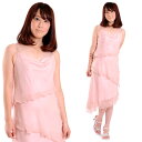 【メール便送料無料】返品不可ラメシフォンキャミティアードAラインパーティードレス ノースリーブ 結婚式 2次会 披露宴 ご招待 フォーマル お呼ばれ ゲストドレ...