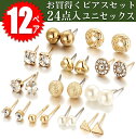 即日発送/送料無料 お買得くピアス24点 スタッドピアス 一粒ピアス ピアス12ペアセット アンティーク調ピアス ファッション お洒落 オシャレ 個性派【RCP...