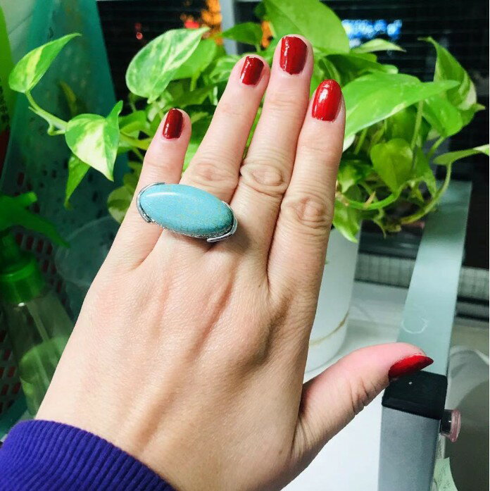 丸 石 ストーン ターコイズ パワーストーンアクセサリー 天然石指輪 リング アクセサリー ファッション LB-8