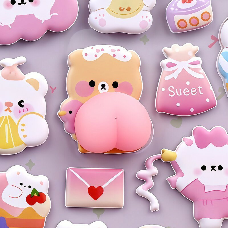 即日出荷 柄違い4枚 おしりシール お尻シール おしり ぷにぷにシール 弾力 立体シール マシュマロシール 3D立体シール 動物 柴犬 猫 熊 ねこ コラージュ素材 お買い得セット 手帳 デコ シール帳 ぷっくり ぷにぷにシール ふわふわ ステッカー 動物 犬 パンダ うさぎ ひよこ oroshi-ee-10013136 卸売のEiEi 楽天市場店 サンプル画像2