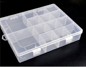 ラウンドケース14格、クリアケース14格、仕切り板が外せる収納箱