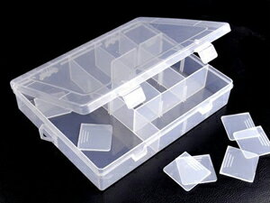 ラウンドケース14格、クリアケース14格、仕切り板が外せる収納箱