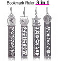 即日出荷 4枚セット しおり 栞 ステンシル 定規 物差し テンプレート 描画ルーラー 多機能 ブックマーク ステンレス製 金属