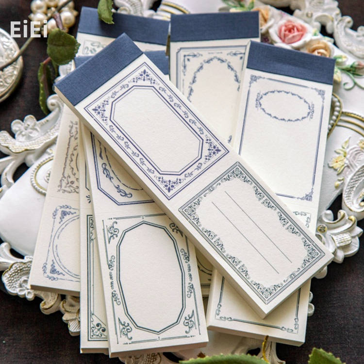 即日出荷 海外 便箋メモ 飾り枠のあるおしゃれなミニメモ 便箋 メモノート◆50ページ100枚、150枚入り◆ミシン目付き クラシック アンティーク レトロ ビ...