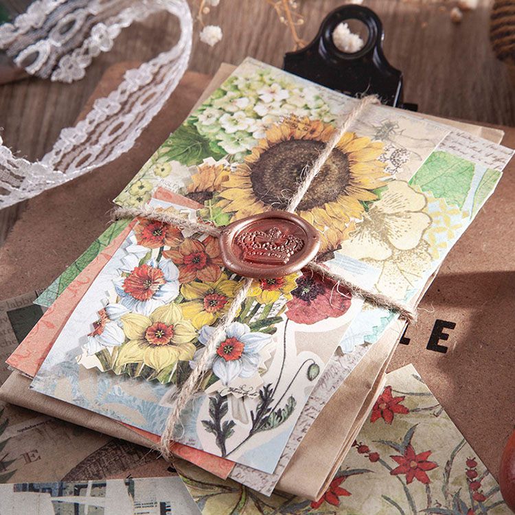 即日出荷 海外 ヴィンテージペーパー 半透明 硫酸紙 素材紙 コラージュ素材 セット レトロ デザインペーパー トレペ 素材 30枚 異素材 紙活 紙もの メモパッド 手帳 ジャンクジャーナル 素材ペーパー 背景紙 デコレーション 素材 インスタ風 英字 植物 花 フラワー diy