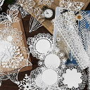 即日出荷 切り絵 レース ペーパー 大きめ 上品 ホワイト ダイカット コラージュ 素材 カッティング デザインペーパー 透かし彫り 素材紙 背景紙 デザインペ...