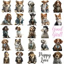 即納 犬 ワンちゃん ステッカー 動物 紳士 シール かわいい 50枚 やや大きめ イラストステッカー スポーツ コーギー ダックス ハスキー パグ キャバリア...