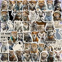 即納 猫 犬 ステッカー 小動物 猫 紳士 シール かわいい 50枚 やや大きめ 人物 イラストステッカー 愛犬家 猫好き ねこ ネコ いぬ ステッカー コラー...