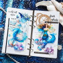 即日出荷 人魚姫 イラスト シール 大きめ 箔押し クリアシール コラージュ素材 シール PET素材 貝シェル光 透明 耐水 外国 女性 人物 シール 童話 神...