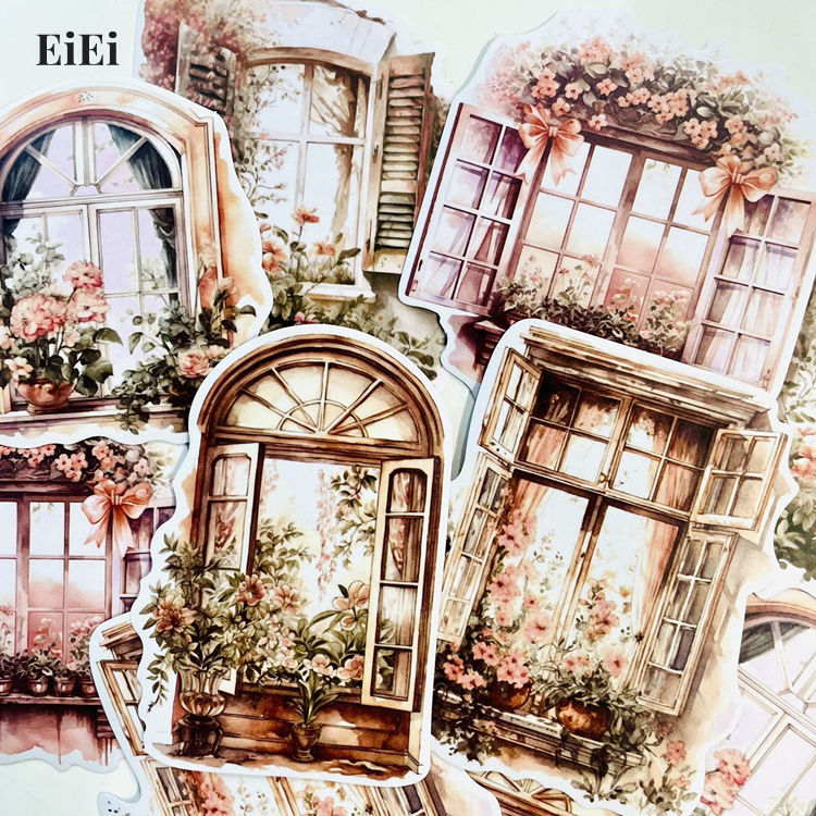 即日出荷 コラージュ シール 大きめ 窓側 窓 風景 マステシール コラージュ 素材 シール 海外シール 童話 森林 小屋 寝室 おしゃれ 大人 かわいい 小屋 ドア 扉 ガーデン 植物 神秘 幻想 建築 建物 ヴィンテージ アンティーク レトロ デコレーション 手帳 DIY