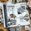 即日出荷 金箔押し 凹凸 立体感 花 フレークシール 海外シール 透明シール クリアシール 白黒 黒白 モノトーン 耐水 PET コラージュ 素材 海外ステッカ...