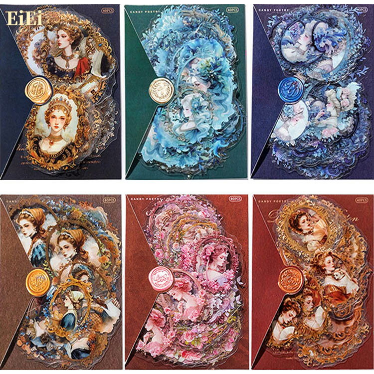 即日出荷 240枚 人物シール 透明シール 額縁モチーフ 枠 PETシール コラージュ素材 おしゃれ 欧米 人物 外国女性 少女 女の子 女王 大人 イラストシール アンティーク レトロ 透明 耐水 人物 イラストステッカー デコレーション ハンドメイド 手帳シール 日記シール DIY