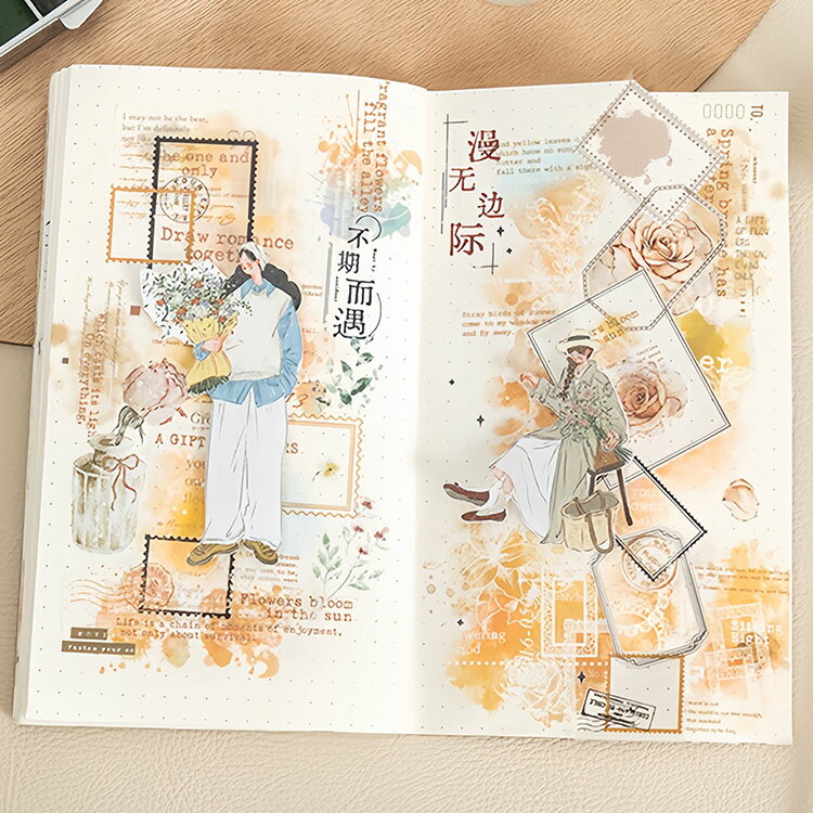 即日出荷 シールブック 型抜き 異素材 水彩 ぼかし 染め 暈染 暈し染め レース 英語 イラスト ダイカッ..