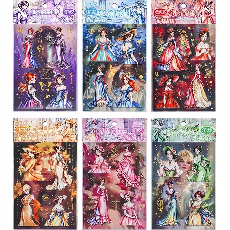 即日出荷 柄違い24シート 金箔押し シールシート 買い得セット 特油 光沢 凹凸 立体感 人物 外国 女性 ..