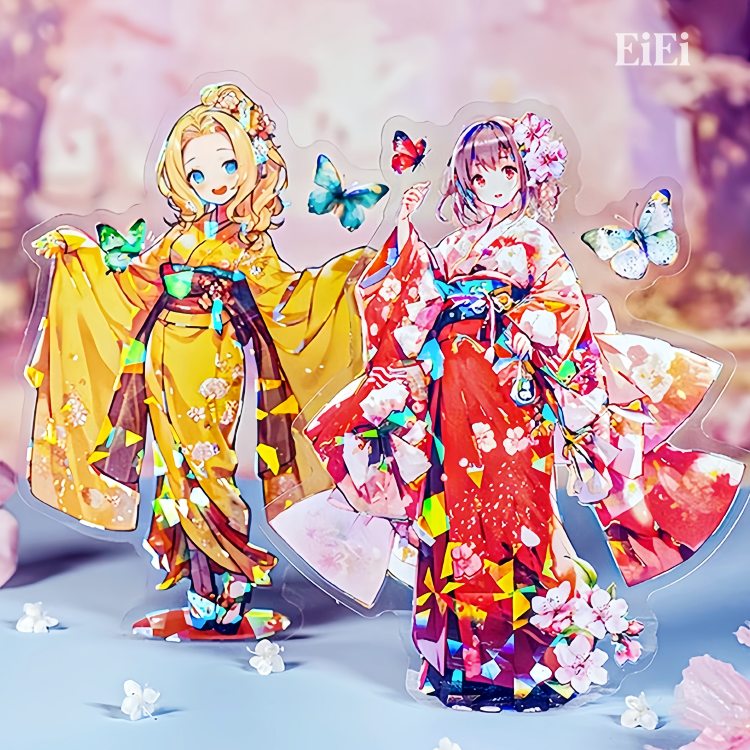 即日出荷 人物シール 大きめ 箔押し 貝シェル光 和風 女の子 女子 日本の女の子 着物 和風ガール 芸姑 ..